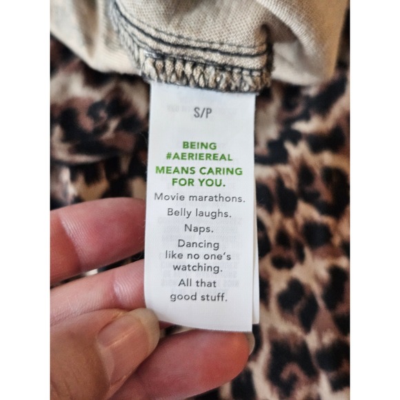 Aerie Leopard Animal Print Pajama Joggers Comfy Cotton Blend Pants S - Picture 7 of 16